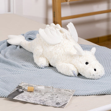 Apricot Lamb Toys Plush White Lying Dragon Dinosaur Stuffed Animal Soft Cuddly Perfect for Child