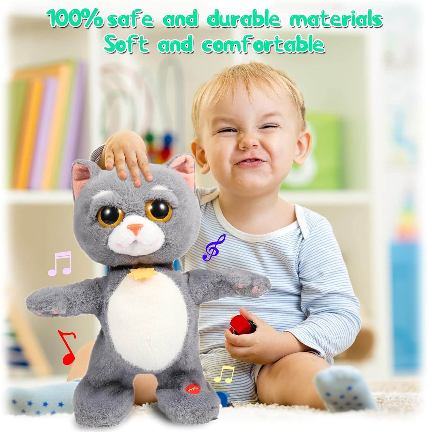 Interactive 13 Singing and Dancing Plush Cat Toy for Kids