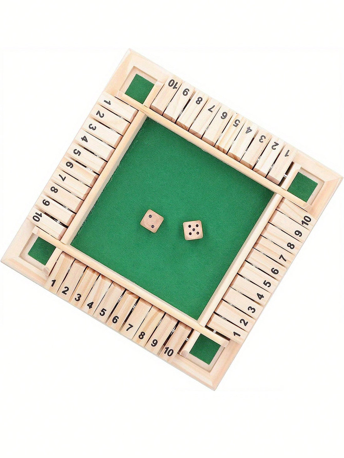 Christmas Decoration One Wooden Classic Four-Sided Numbered Game Board With 2 Dice And Instructions On Closing The Box, Perfect For Adults, Classic Party & Bar Board Game, Family Gathering Game, Great For Thanksgiving/Christmas Gifts Green