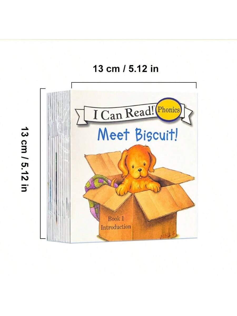 Christmas Decoration 12 Books/Set Biscuit Series I Can Read Phonics English Picture Book Children Story Book Early Education Learning Reading Toys School, Student,Stationery,School Supplies Apricot