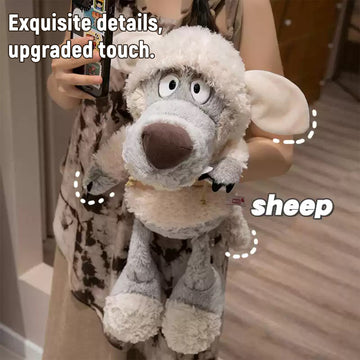 Ugly-Cute Big Bad Wolf Plush Toy – Wolf Doll in Sheep's Clothing, Stuffed Animal Cushion, Birthday Gift