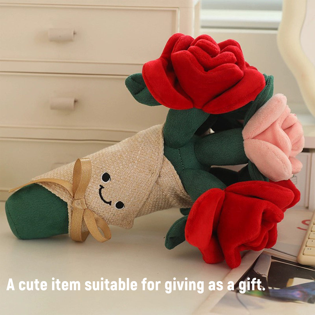 Internet-famous Qixi Festival Rose Bouquet Plush Toy - A Cute Fabric Flower Bouquet for Girls as a Valentine's Day Gift, Perfect for Hugging and Holding