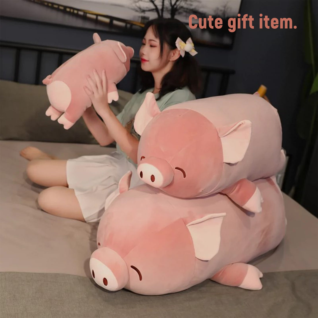 Christmas Decoration Cute Pig Plush Doll, Soft Plush Stuffed Animal, Pink Pig Pillow For Room Sofa Decor, Birthday/Thanksgiving/Wedding Gift,Cute Bedroom Decor,Doll Eyes,Plushes