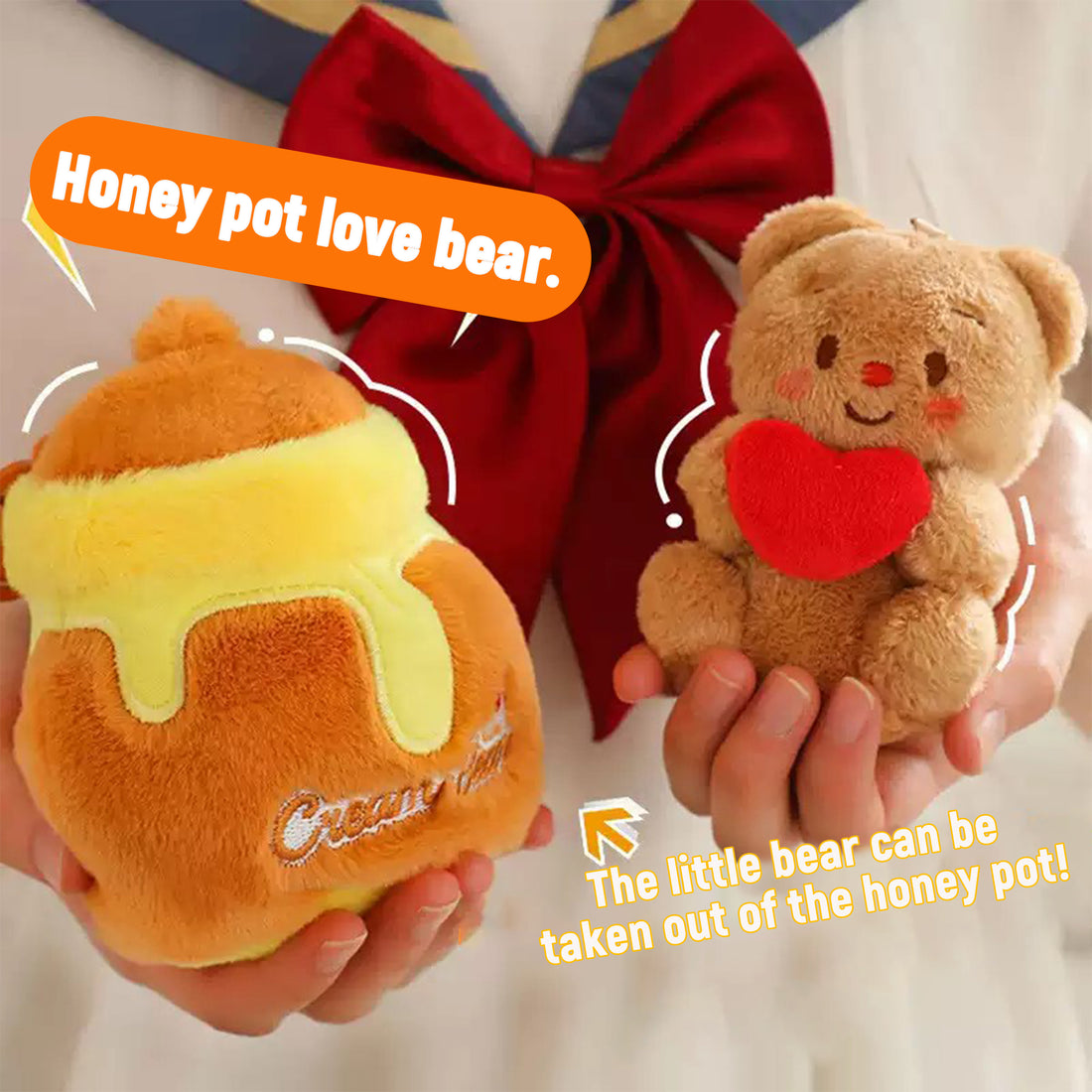 Honey Jar Heart Butter Bear Plush Toy – Bag Pendant, Cartoon Doll, Perfect Couple Gift or Birthday Gift