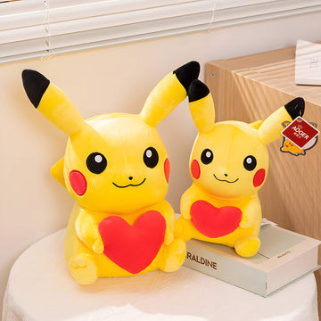 Plush Pikachu Hugging Heart Toy – Full of Love