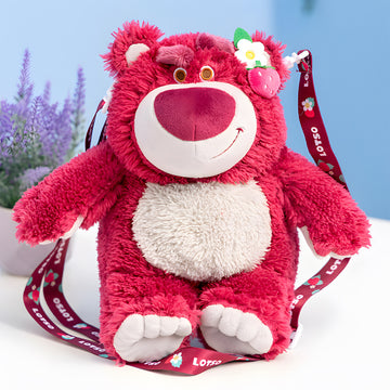 Cute Strawberry Bear Plush Practical Backpack