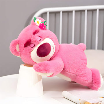 Pink Strawberry Bear Plush Lying Pillow with Scent Sachet